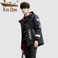 金盾（KIN DON）羽绒服 男2019冬季新款休闲百搭韩版潮流连帽港风短款日系加厚保暖外套 XZ104-Y998 黑色 XL