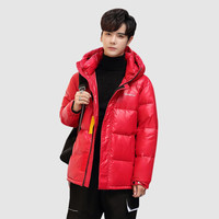 俞兆林羽绒服男加厚宽松连帽撞色时尚休闲面包服羽绒外套2019冬YMYR199144红色L