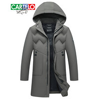 卡帝乐鳄鱼(CARTELO)棉服男2019冬季新款男装冬季加厚保暖中长款连帽棉衣男外套 卡其色 L