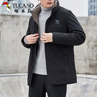 啄木鸟（TUCANO）羽绒服男加厚2019冬季新品男士立领保暖防寒男装外套 黑色 XL