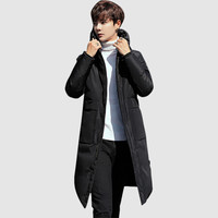 俞兆林羽绒服男中长款连帽加厚大口袋休闲羽绒服外套2019冬YMYR199271黑色2XL