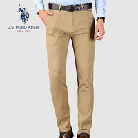 U.S. POLO ASSN. 休闲裤男 2019秋季新品修身直筒男裤商务休闲弹力长裤子男 卡其色 36 6193122148