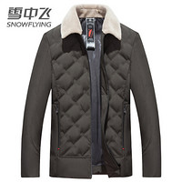 雪中飞 羽绒服男2019冬季新款商务休闲翻毛领外套 X90141011F 深橄榄绿 195