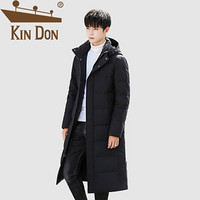 金盾（KIN DON）羽绒服 男2019冬季新款休闲百搭韩版潮流连帽纯色长款加厚保暖外套 QT708-579 黑色 195