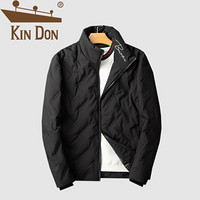 金盾（KIN DON）羽绒服 男2019冬季新款休闲百搭韩版潮流立领加厚保暖领口刺绣外套 D220-B750 黑色 3XL