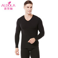 雅黛俪秋衣秋裤男女士棉质V领基础型情侣薄款莱卡棉修身保暖内衣套装DYL41900-2 男款 黑色 XXL