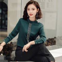 MAX WAY 女装2019新款秋季衬衫女工作服正装职业修身衬衣女装OL NYml155 绿色衬衫 L