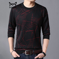 猫人（MiiOW）针织衫 男士潮流花色圆领套头长袖加绒毛衣打底衫301C-3-703红色XL