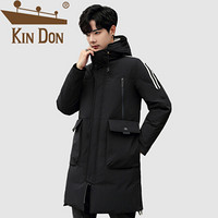 金盾（KIN DON）羽绒服 男2019冬季新款休闲百搭韩版潮流连帽加厚保暖中长款外套 QT708- T18 黑色 XL