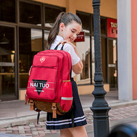 耐拓（NAITUO）书包N870 小学生书包男女中学生多功能减压1-3-6年级 红色小号