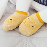 馨颂婴儿防滑地板袜两双装宝宝卡通学歩袜家居袜子套装 黄色+粉色 12-14(S) (0-6个月)