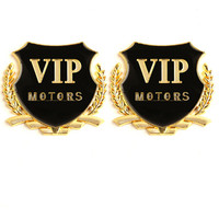 自由牛 汽车VIP车贴侧标金属车标贴3d立体个性创意 侧标VIP金色对装