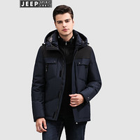 吉普(JEEP)羽绒服男2019冬季新品男士户外羽绒服男短裤白鸭绒加厚男士连帽保暖外套X-8802 黑色 L