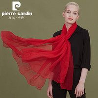 皮尔·卡丹 皮尔卡丹（PIERRE CARDIN）真丝丝巾女缎面大方巾防晒纱巾沙滩巾高档桑蚕丝绸围巾女大披肩 E11TM5Z06 大红