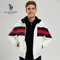 U.S. POLO ASSN. 男羽绒服 男士连帽白鸭绒保暖羽绒服 AYRMD-58503 纯白色 M/170