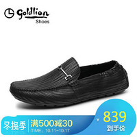 金利来（goldlion）男鞋商务休闲鞋时尚舒适透气套脚皮鞋J599B118801A-黑色-43码