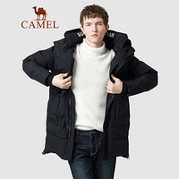 骆驼（CAMEL）男装 2019冬季新款工装羽绒服男韩版潮流中长款连帽白鸭绒外套 D9Y416320 黑色XL