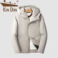 金盾（KIN DON）羽绒服 男2019冬季新款休闲百搭韩版潮流连帽纯色加厚保暖短款外套 D220-B777 杏色 4XL