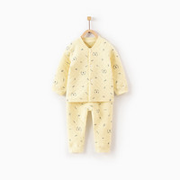 童泰秋冬婴儿衣服0-3岁男女宝宝保暖套装 TS93J371 黄色 66