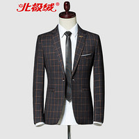 北极绒(Bejirong)西服男 2019新款韩版修身西服伴郎礼服商务职业正装西装外套 A136-8807 深灰色 M