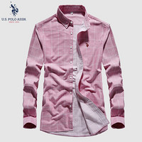 U.S. POLO ASSN.长袖衬衫男2019秋季新品纯棉格子商务休闲宽松免烫保暖男士外套衬衣 6193107040 红格 3XL