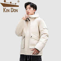 金盾（KIN DON）羽绒服 男2019冬季新款休闲百搭韩版潮流连帽加厚保暖大口袋外套 4016-3-Y12 白色 M