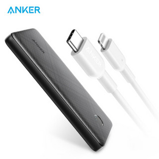 ANKER MFi认证PD闪充数据线0.9米+10000毫安移动电源/充电宝 Type-C 18W双向PD快充 轻薄小巧充电宝套装