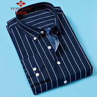 俞兆林（YUZHAOLIN）长袖衬衫 新品男士时尚商务休闲薄款条纹长袖衬衫222-C16藏青色M