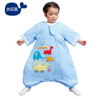 米乐鱼 婴儿睡袋儿童秋冬防踢抱被宝宝棉质包被分腿睡袋 夹棉多彩车90*56cm