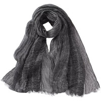 GLO-STORY春秋时尚亚麻扎染镂空围巾文艺纯色百搭气质纱巾女WSJ834205 黑色