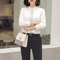 MAX WAY 女装2019新款秋季衬衫女工作服正装职业修身衬衣女装OL NYml155 西裤 3XL