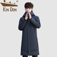 金盾（KIN DON）羽绒服 男2019冬季新款休闲百搭韩版潮流连帽长款加绒厚款外套 A037-YR007 灰色 M