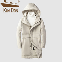 金盾（KIN DON）羽绒服 男2019冬季新款休闲百搭韩版连帽加厚保暖长款外套 D220-6920 杏色 3XL