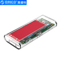 奥睿科（ORICO）雷电3硬盘盒 NVME M.2固态SSD透明外置移动硬盘盒Type-C GEN3 ThunderBolt3 40G 红色TCM2T3