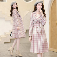 丽乔 毛呢大衣女秋冬中长款2019新品韩版女装花色时尚百搭舒适小香风毛呢大衣 yzCPYY9977 粉红色 L