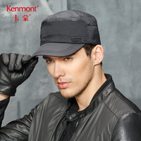 KENMONT 卡蒙 km-2651 加厚保暖夹棉军帽纯黑色鸭舌帽男士秋冬天户外街头防寒平顶帽 黑色 可调节 58.5cm