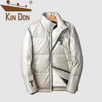 金盾（KIN DON）羽绒服 男2019冬季新款休闲百搭韩版潮流立领·加厚保暖亮面外套 D220-B866 杏色 2XL