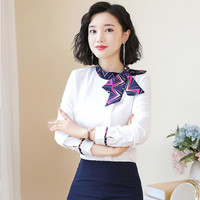 米兰茵（MILANYIN）女装 2019新款秋季衬衫女工作服正装职业修身衬衣女装OL NYml164 紫色丝巾衬衫 M