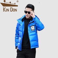 金盾（KIN DON）羽绒服 男2019冬季新款休闲百搭韩版潮流连帽加厚保暖亮面外套 QT2009-8089-2 亮蓝色 M