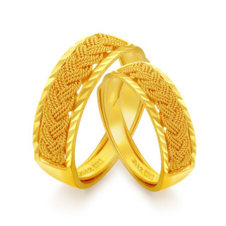 商品乐灵珠宝 黄金戒指男女情侣款999足金活口对戒xyzr030-w