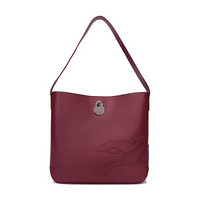 LONGCHAMP 珑骧 女士SHOP-IT系列石榴红色骑手图案皮革手提单肩包 1326 918 209