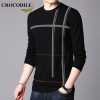 鳄鱼恤（CROCODILE）羊毛衫 男士2019秋冬时尚潮流休闲圆领毛衣 2013-X9761 黑色 3XL