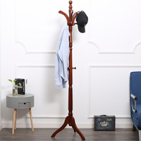 施豪特斯（SHTS）衣帽架 实木橡胶木多勾挂衣架加粗落地衣帽架晾衣架DHSY-819 胡桃色