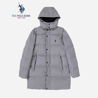 U.S. POLO ASSN. 男羽绒服 加厚外套可拆卸帽中长款连帽羽绒服 AYRMD-58504 灰色 3XL/190