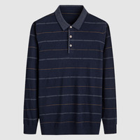 相思鸟(xiangsiniao)针织衫男男含羊毛亨利领条纹撞色针织长袖T恤2019秋冬新款 08款藏青 185/100A(120)