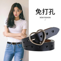 斯提亚(STIYA)皮带女免打孔爱心形牛皮细皮带简约百搭腰带配牛仔裤柔软裤带 893S081001黑色