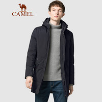 骆驼（CAMEL）男装 2019冬季新款白鸭绒羽绒服男青年韩版中长款休闲外套潮 D9Y091399 黑色XXXL