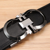 斯提亚(STIYA)皮带女牛皮自动扣腰带免打孔商务男士皮带百搭情侣款 881S082001枪色