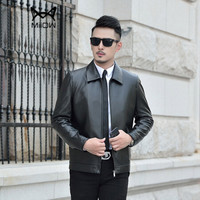 猫人(MiiOW)绵羊皮衣 男士时尚休闲翻领绵羊皮夹克外套5017-806黑色4XL