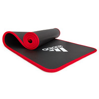 阿迪达斯（adidas）加长加厚瑜伽垫 NBR材质 男女初学者防滑减震 红边黑色10mm厚健身垫